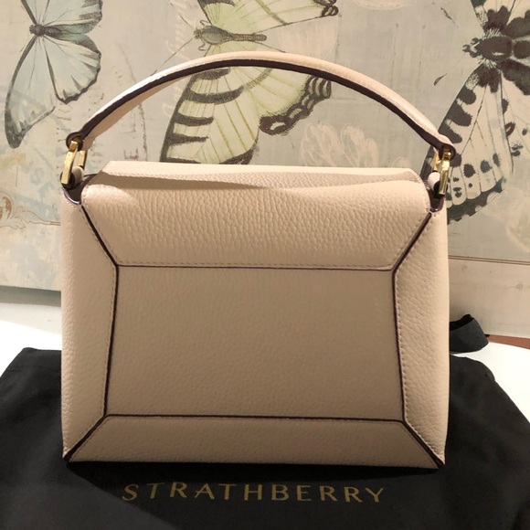 Strathberry Calf Leather Mosaic Top Handle Crossbody Bag in Oat Gold Hadware NWT - Picture 13 of 16
